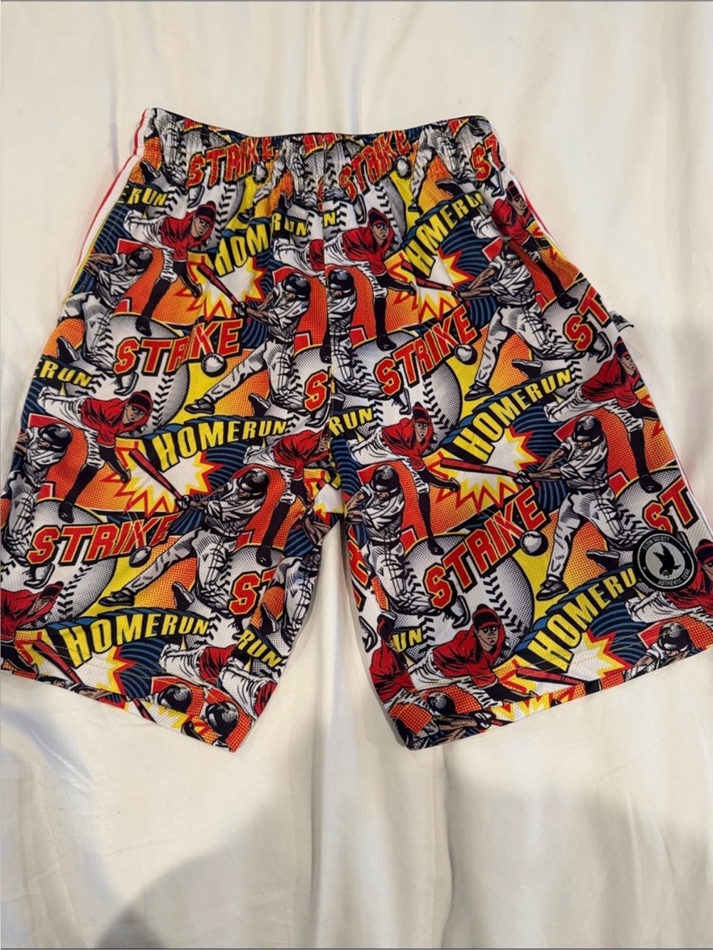 Kids Baseball Graphic Athletic Shorts - Red/Yellow